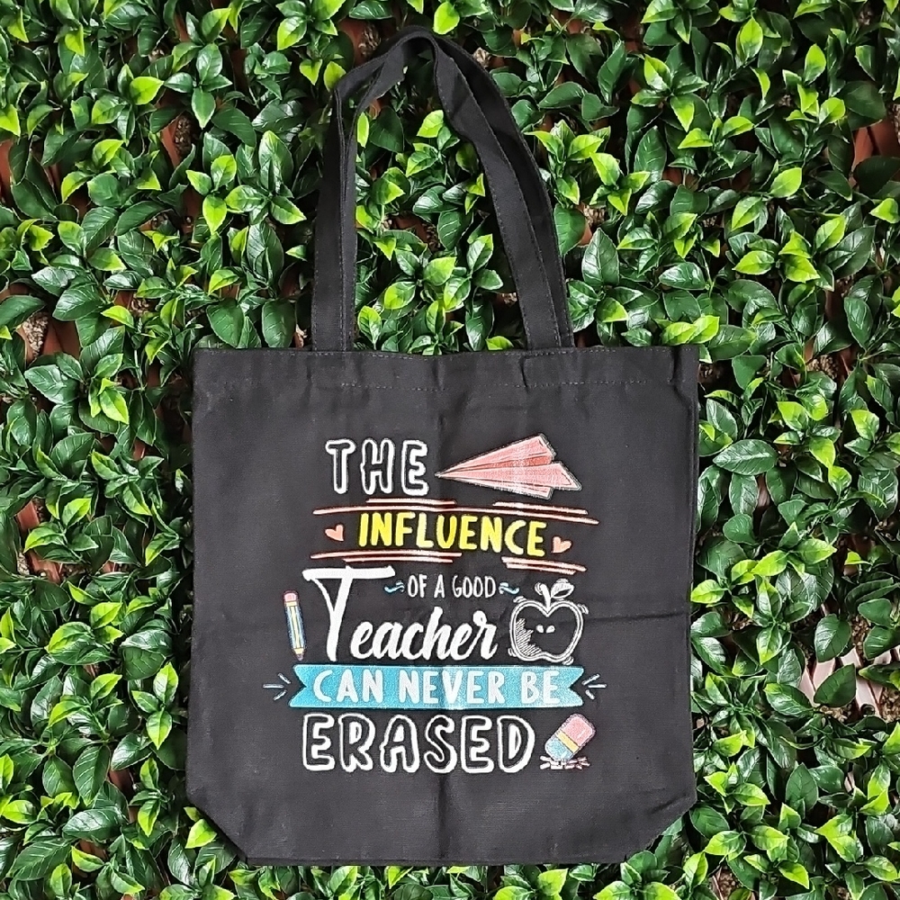 Black Tote Bag with Inspirational Teacher Quote